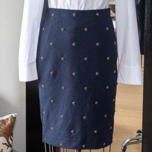 ANN TAYLOR Charming Beaded Navy Skirt